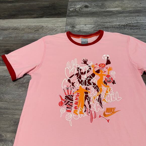 Vintage Y2K Nike Sportswear Viva Mexico Dance Football‎ Salsa Mens L Ringer Tee - Picture 1 of 11